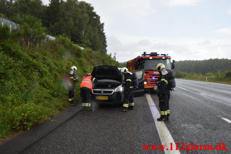 Defekt turbo gav en del røgen. E 45 ved Vejle C. 12/07-2023. Kl. 12:14.