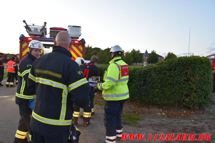 Gårdbrand. Hestlundvej ved Give. 20/08-2023. KL. 19:41.