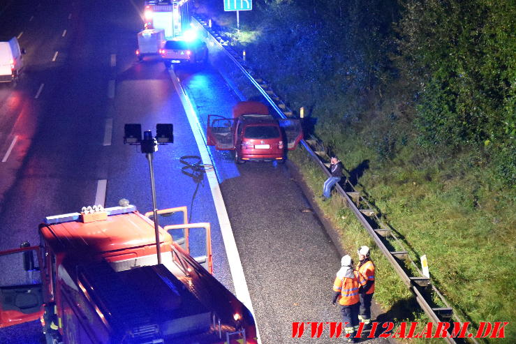 Bilbrand. Motorvejen E45 ved Vejle. 19/09-2023. KL. 22:50.