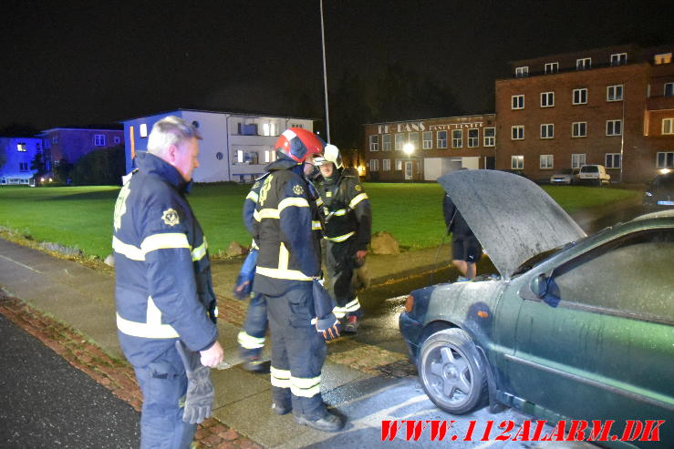 Ild i en Polo. Fredericiavej i Vejle. 04/10-2023. KL. 22:40.