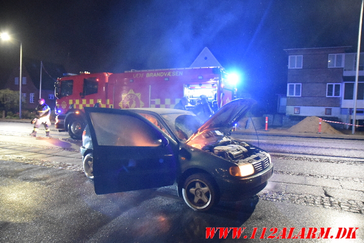 Ild i en Polo. Fredericiavej i Vejle. 04/10-2023. KL. 22:40.