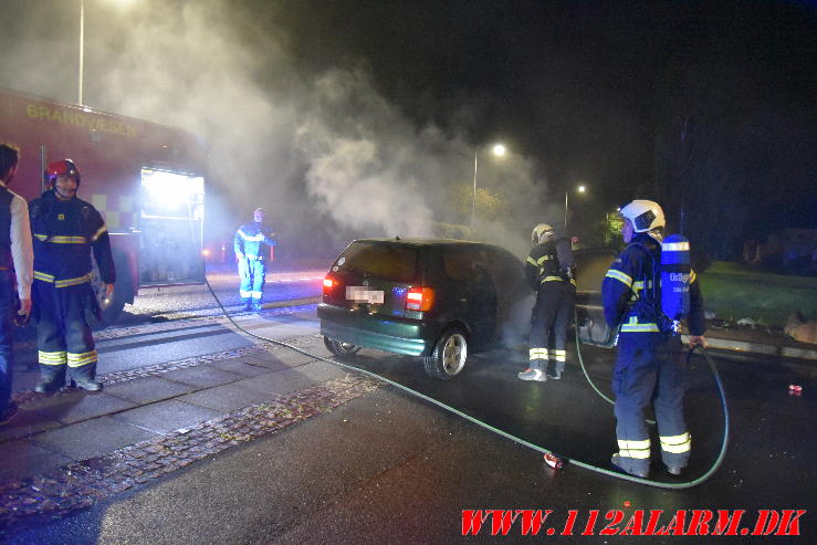 Ild i en Polo. Fredericiavej i Vejle. 04/10-2023. KL. 22:40.