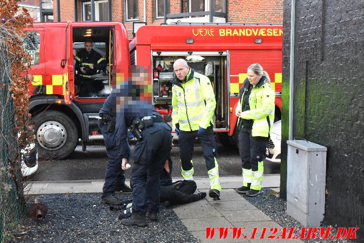 Påsat brand i lejlighed.  Valdemarsgade i Vejle. 25/12-2023. KL. 14:28.