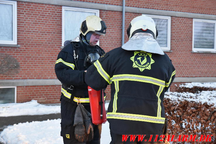 Stearin blev så varmt at det selvantændte. Finlandsvej i Vejle. 18/01-2024. Kl. 16:07.