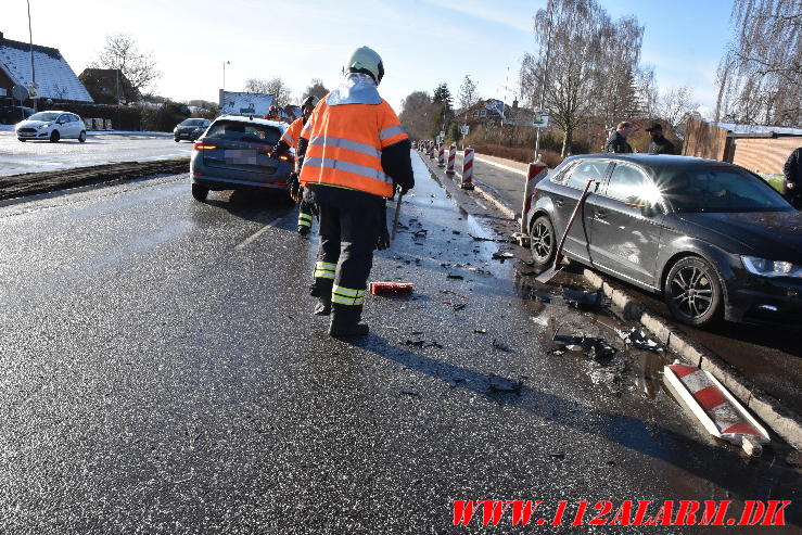 Blev blindet af solen. Horsensvej/Moldevej i Vejle. 08/02-2024. KL. 12:49.