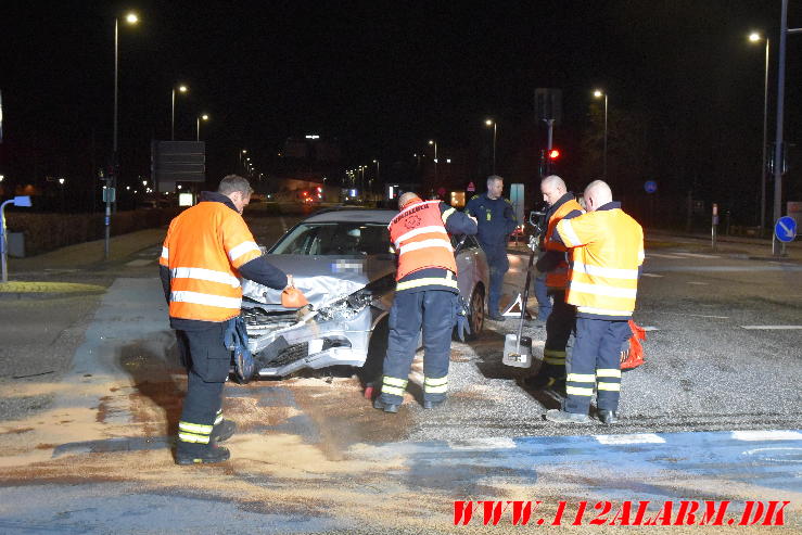 Mindre trafikuheld. Damhaven i Vejle. 29/03-2024. Kl. 20:18.