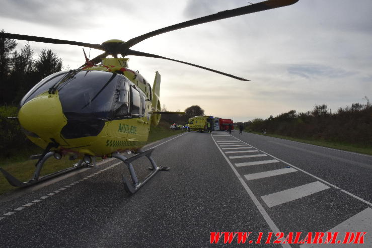 Alvorlig trafikuheld. Rute 28 mellem Vandel og Gødding. 06/04-2024. Kl. 18:05.