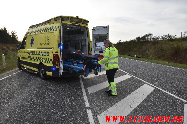 Alvorlig trafikuheld. Rute 28 mellem Vandel og Gødding. 06/04-2024. Kl. 18:05.