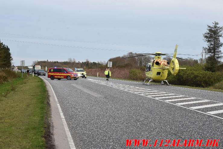 Alvorlig trafikuheld. Rute 28 mellem Vandel og Gødding. 06/04-2024. Kl. 18:05.