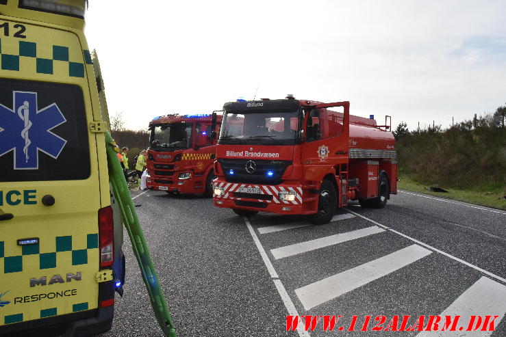 Alvorlig trafikuheld. Rute 28 mellem Vandel og Gødding. 06/04-2024. Kl. 18:05.