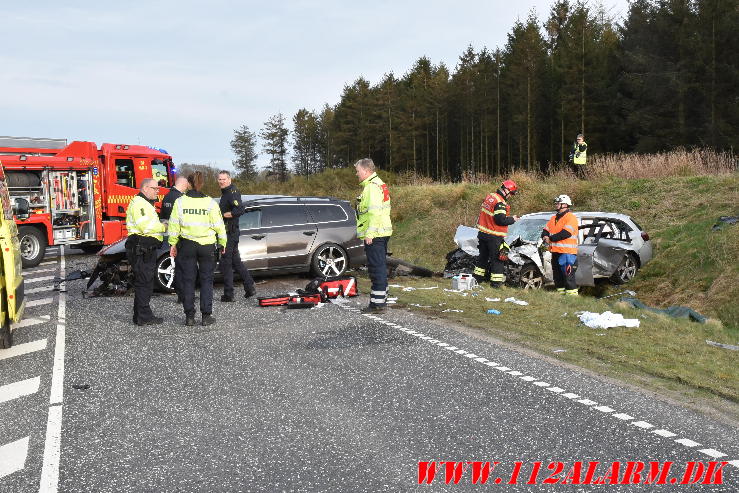 Alvorlig trafikuheld. Rute 28 mellem Vandel og Gødding. 06/04-2024. Kl. 18:05.