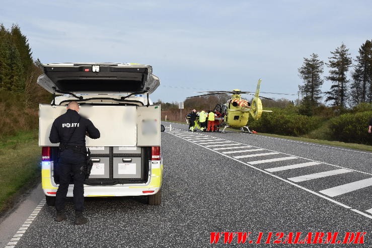 Alvorlig trafikuheld. Rute 28 mellem Vandel og Gødding. 06/04-2024. Kl. 18:05.