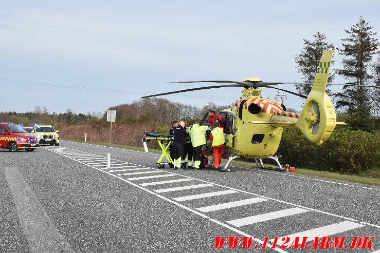 Alvorlig trafikuheld. Rute 28 mellem Vandel og Gødding. 06/04-2024. Kl. 18:05.